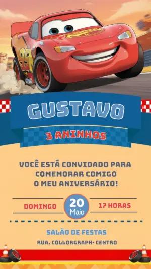 Convite de Aniversário Carros Relâmpago McQueen para editar