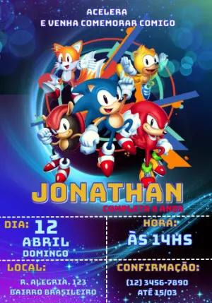 Convite de Aniversário Sonic Editável