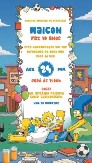 Convite de Aniversário Os Simpsons para Editar Online