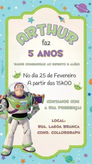 Convite Editável de Aniversário Infantil Tema Buzz Lightyear