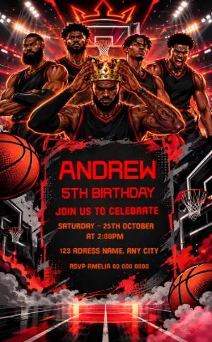 Editable Sixers Basketball Team Birthday Invitation