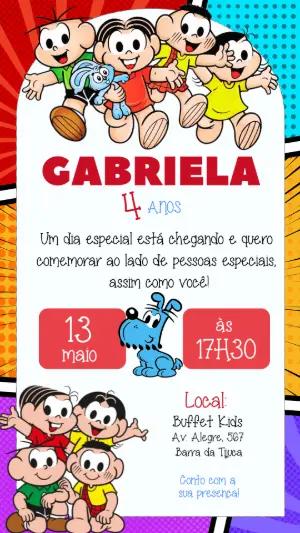 Convite Animado de Aniversário da Turma da Mônica para Editar