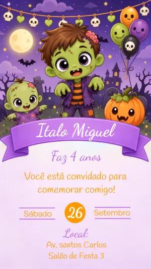 Convite de Aniversário Frankenstein: Modelo Digital Editável