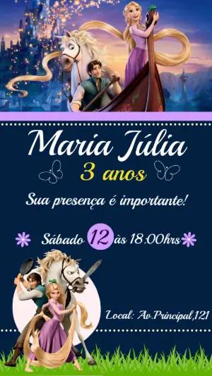 Convite de Aniversário Enrolados Digital para Editar