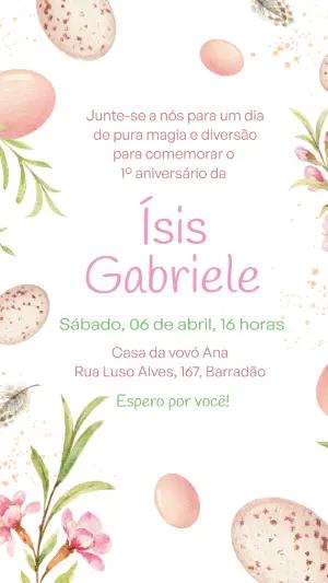 Convite Aniversário Páscoa Aquarela para Editar Online