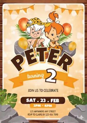 Prehistoric Cartoon Birthday Invitation - Editable Digital Template
