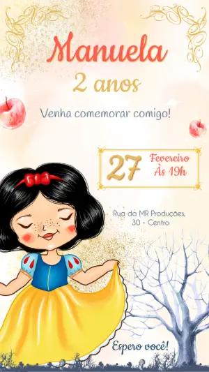Convite de Aniversário Branca de Neve para Editar Online