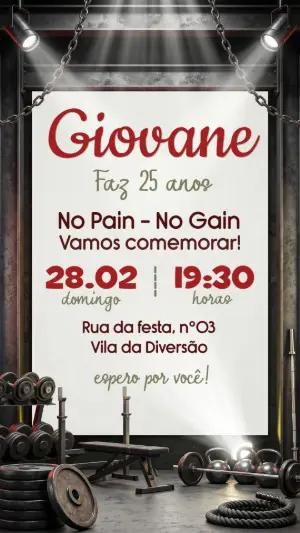 Convite de Aniversário Academia Fitness para Editar