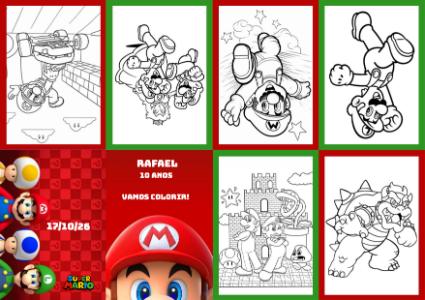 Livrinho de Colorir Super Mario: Atividade Editável para Festa