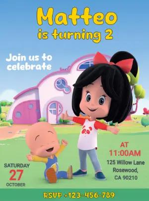 Cleo and Cuquin Birthday Invitation | Colorful Editable Template