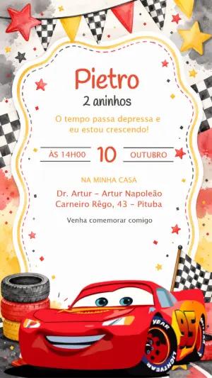 Convite de Aniversário Relâmpago McQueen Editável