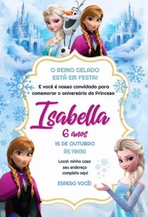Convite Digital Frozen: Aventura Congelante Editável