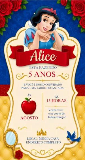 Convite de Aniversário Branca de Neve para Editar Online