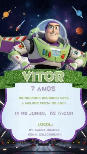 Convite de Aniversário Buzz Lightyear no Espaço para Editar