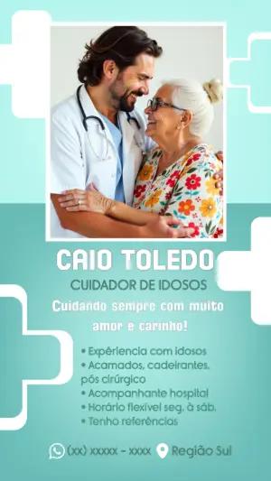 Cartão de Visita Cuidador de Idosos com Foto para Editar Online