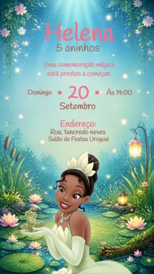 Convite Aniversário A Princesa e o Sapo Editável