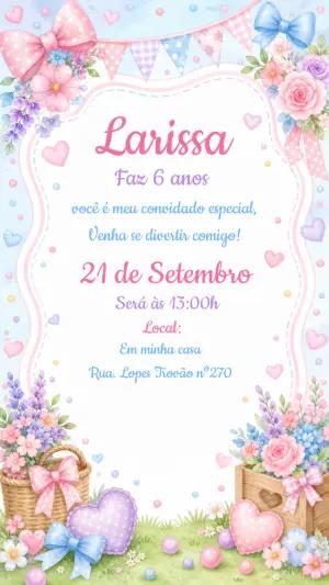 Convite de Aniversário Jardim Encantado Aquarela para Editar