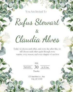 Elegant Eucalyptus Wedding Invitation | Editable Digital Template