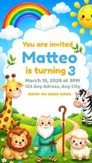 Noah's Ark Birthday Invitation | Cute Editable Template for Kids
