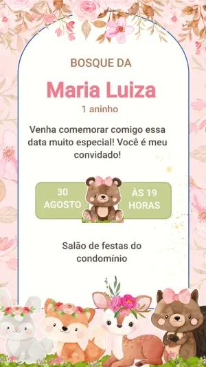Convite Animado Aniversário Bosque Encantado Rosa para Editar