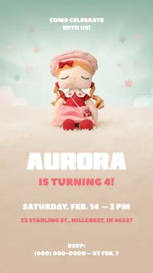 MeToo Doll Birthday Invitation | Editable Digital Template