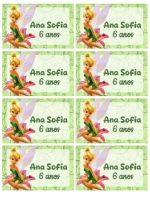 Rótulo Adesivo Tinker Bell Aniversário Infantil Editável
