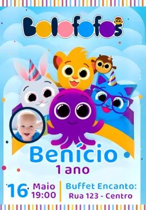 Convite de Aniversário Bolofofos com Foto Modelo Editável