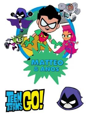 Topo de Bolo Jovens Titãs Go! Editável para Aniversário