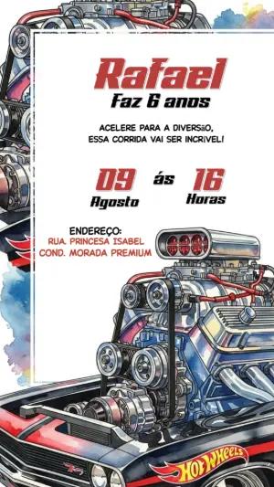 Convite Aniversário Tema Carros Hotwheels Editável Online