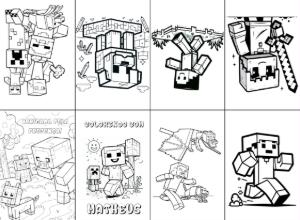 Mini Livro de Colorir Minecraft com Personagens para Editar