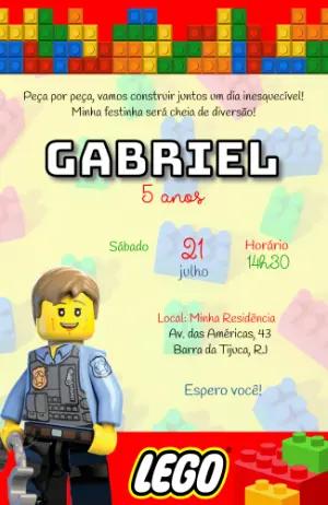 Convite de Aniversário Lego Editável