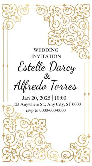 Elegant Golden Wedding Invitation Editable Template
