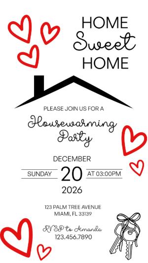 Editable Housewarming Invitation with Modern Heart Design