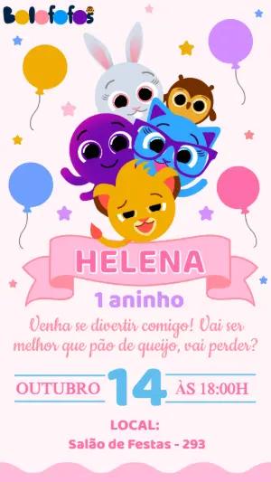 Convite de Aniversário Bolofofos Colorido para Editar