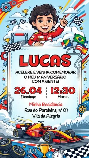 Convite de Aniversário Ayrton Senna Editável