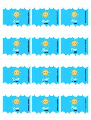 Adesivo para Bala Personalizada Aniversário Solzinho Editável
