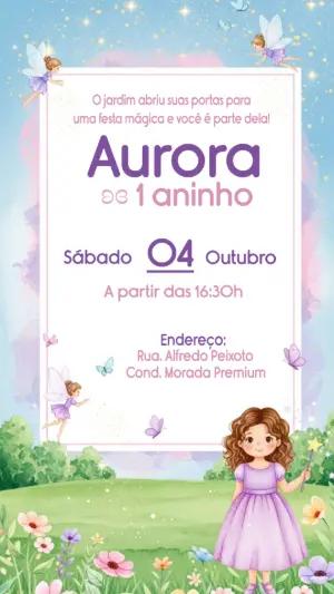 Convite Aniversário Jardim Encantado das Fadas para Editar