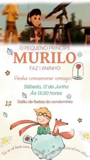 Convite Animado Aniversário Pequeno Príncipe para Editar Online