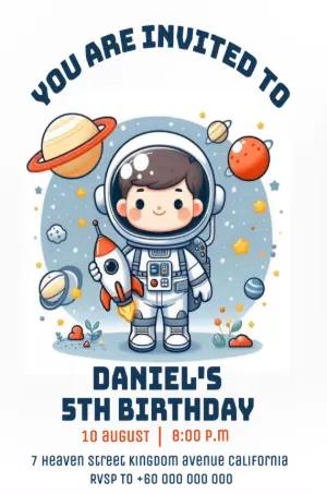 Astronaut Space Birthday Invitation to Edit Online