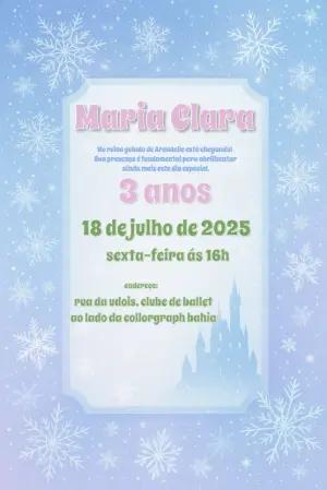 Convite de Aniversário Frozen com Princesa do Gelo para Editar