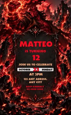 Hellboy Birthday Invitation | Editable Digital Template