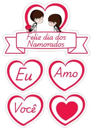 Topo de Bolo Dia dos Namorados com Casal para Editar Online