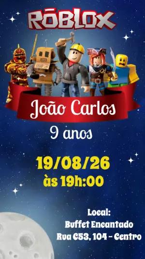 Convite de Aniversário Roblox Espacial para Editar Online