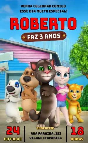 Convite de Aniversário Talking Tom e Amigos para Editar