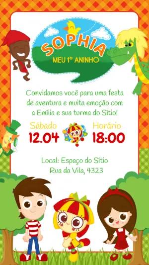 Convite de Aniversário Sítio do Pica-Pau Amarelo para Editar