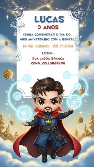 Convite de Aniversário Doutor Estranho Editável Online