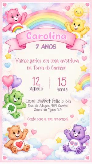 Convite de Aniversário Ursinhos Carinhosos Editável