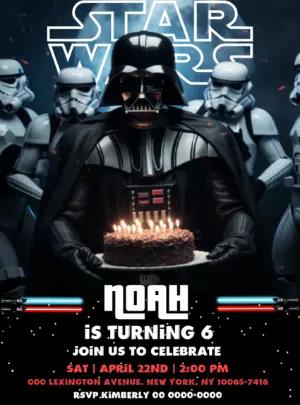 Star Wars Birthday Invitation with Darth Vader to Edit Online