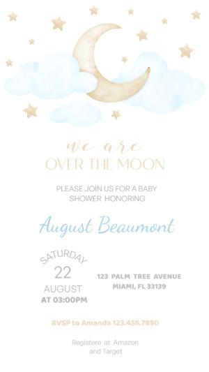 Over the Moon Baby Shower Invitation Editable Template