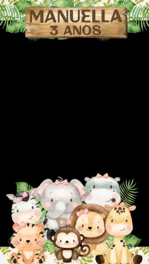 Moldura para Stories de Aniversário Tema Safari Baby Menina